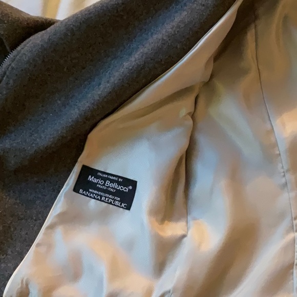 Banana Republic grey wool Moto Jacket Sz S Petite - Picture 3 of 6